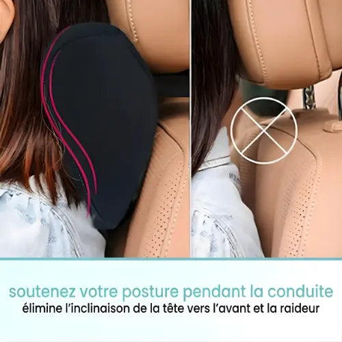 Comparaison posture conduite : correction inclinaison tête et douleurs cervicales avec coussin